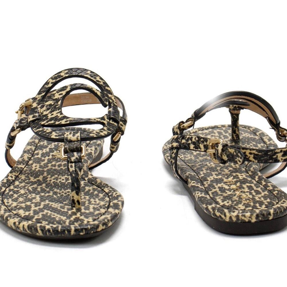 Coach Jeri LOGO Flat Sandals Brown Leather SZ 9.5